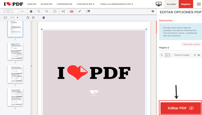Cómo editar PDF en línea con IlovePdf