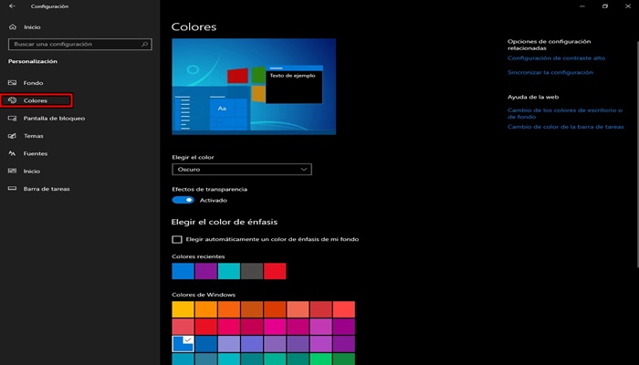 Cómo ajustar los colores de Windows 10